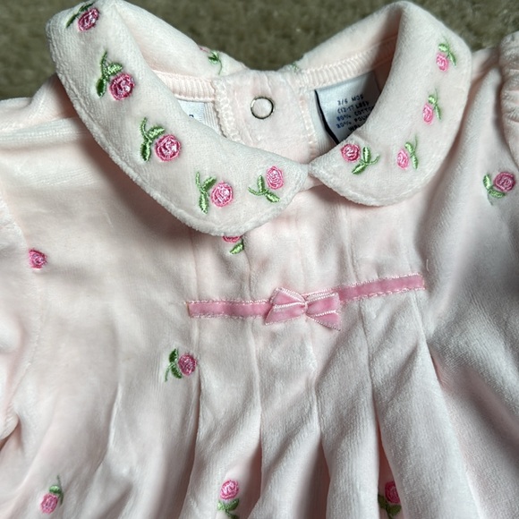 First Impressions 3 piece matching pink velour rose outfit NWT - Picture 2 of 11